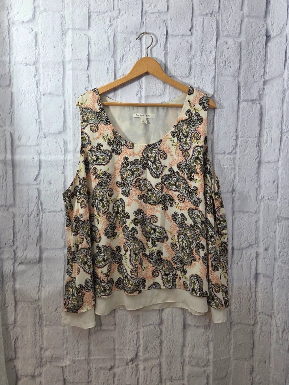 Emaline Woman 3X Paisley Print Sleeveless Layered Wide Strap Tank Top Blouse